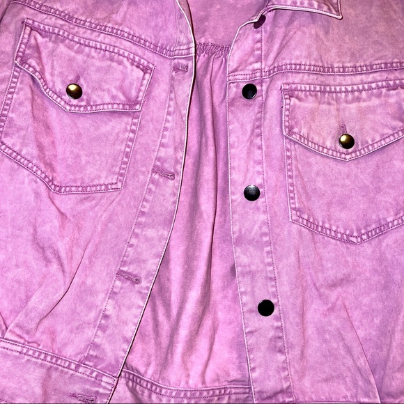 ✨SALE✨ ASOS Petite Oversized Pink Acid Washed Jacket - Picture 3 of 9